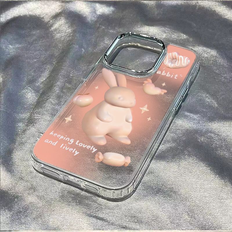 ✅Ốp Điện Thoại Dẻo Họa Tiết Chú Thỏ Ngọc Bích Màu Hồng / Trắng Dễ Thương Chống Sốc Cho iPhone1214pro11 8 / 7Inch 13