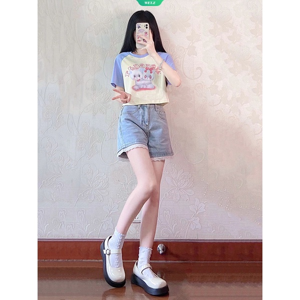 Áo Thun Ngắn Tay In Hình Mèo Hoạt Hình Sáng Tạo Thời Trang Mùa Hè Hàn Quốc Dành Cho Nữ Y2k