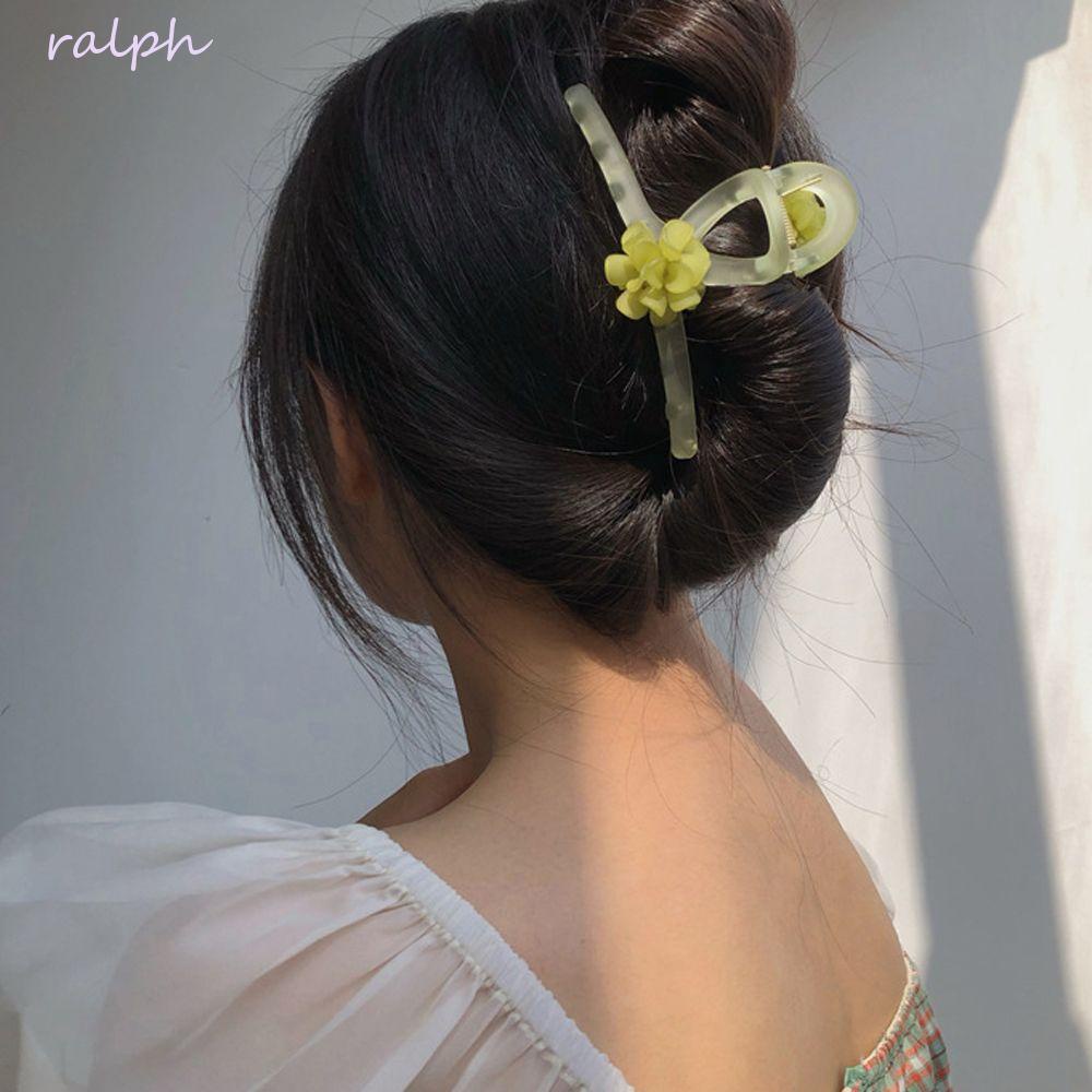 Kẹp Tóc Càng Cua Trong Suốt Họa Tiết Hoa Lá Phong Cách Vintage Hợp Thời Trang Cho Nữ