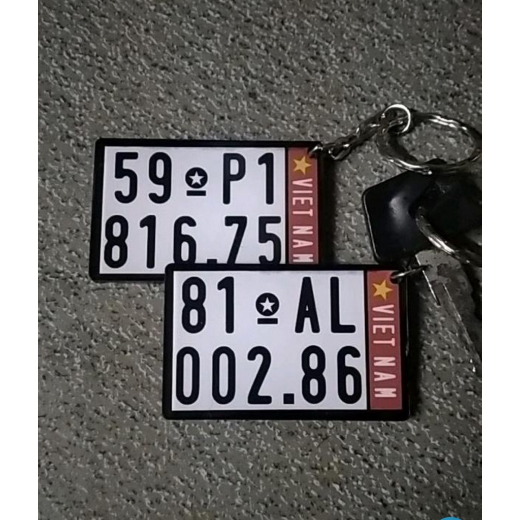 Móc khóa mica in biển số xe máy Thiết kế và in chữ theo yêu cầu