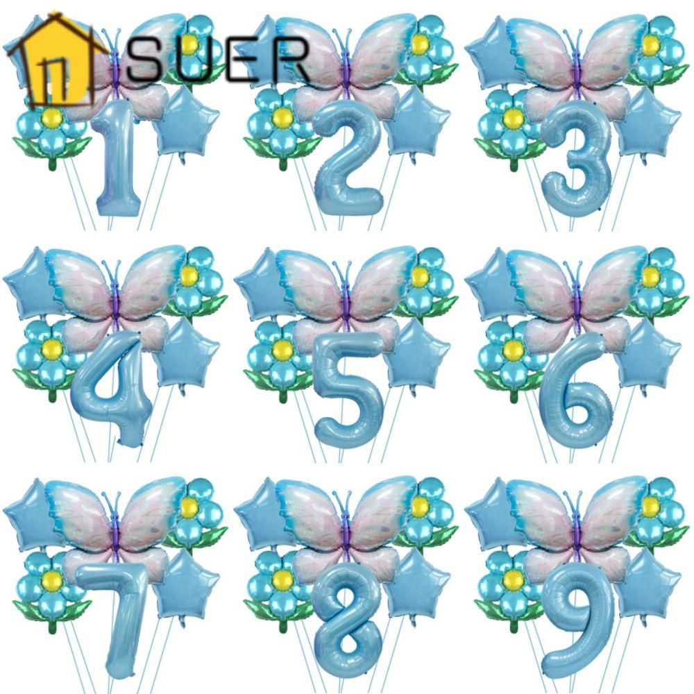 Set 6 Bong Bóng 40inch Hình Bướm / Hoa Hướng Dương / Hồng Trang Trí Tiệc