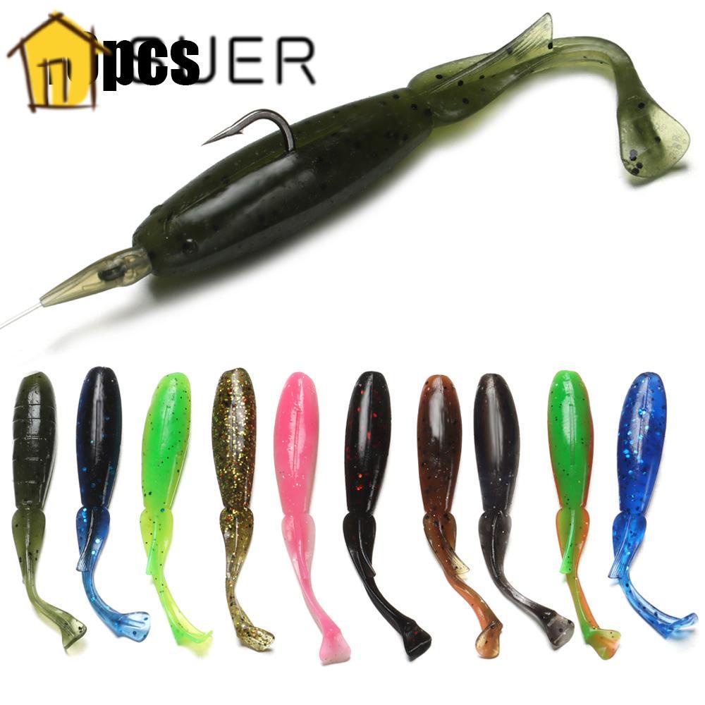 Set 10 Mồi Câu Cá Giả Bằng Cao Su Mềm Kích Thước 8cm 3.4g