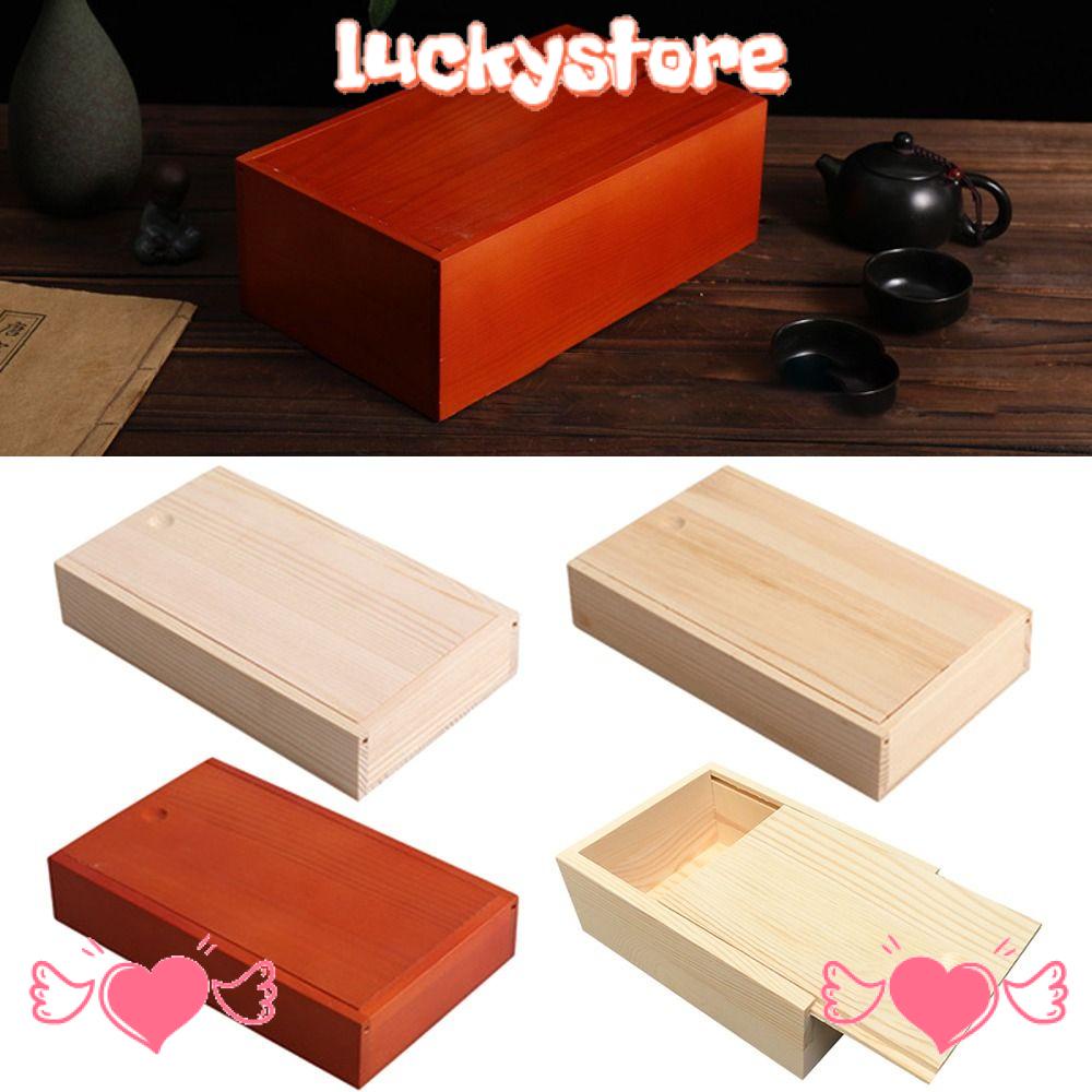 LUCKY Hộp Gỗ Đựng Thẻ Có Nắp Trượt Dùng Để Trang Trí Nhà