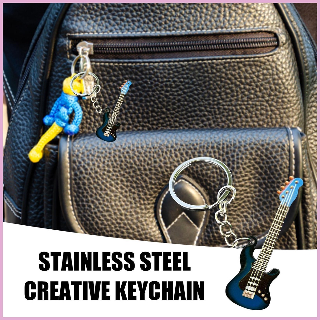 Móc Khóa Hình Đàn Ghita Bằng Thép Không Gỉ