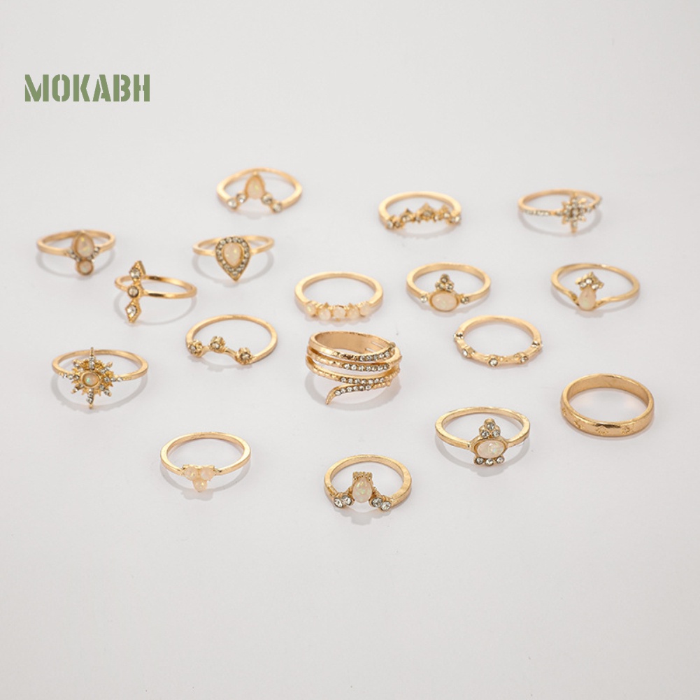 [Fas] Set 17 Nhẫn Đeo Giữa Ngón Tay Theo Phong Cách Du Mục