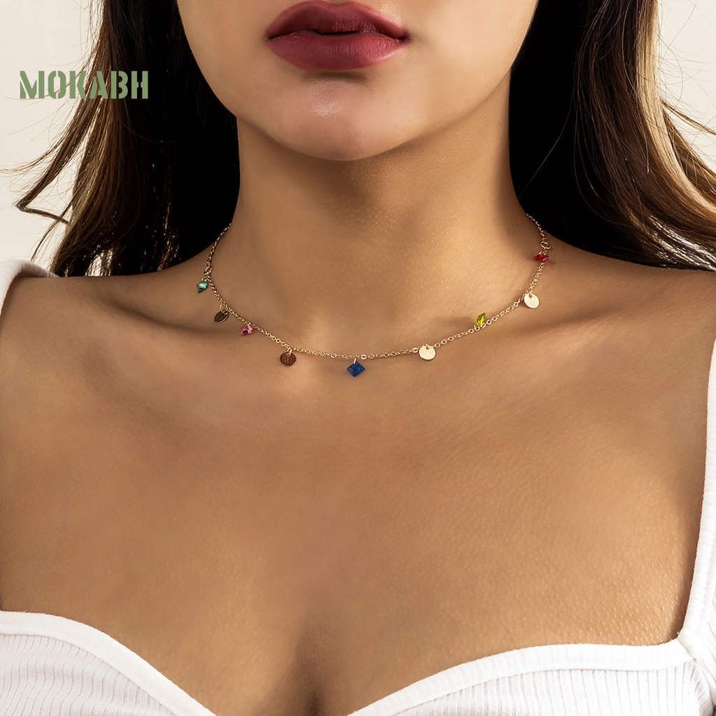 [Mok Abh] Vòng cổ Họa Tiết Hình Học Có Tua Rua Theo Phong Cách Bohemian