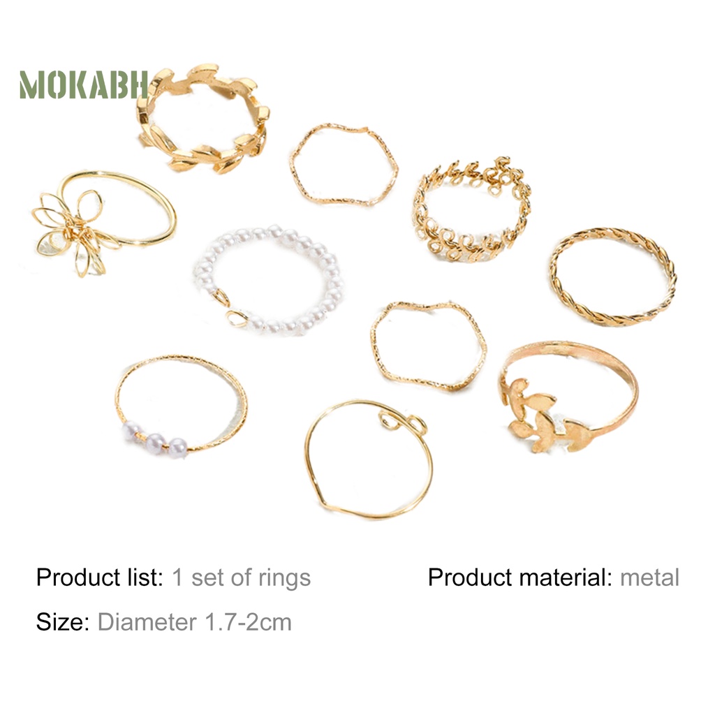 10 Nhẫn Đeo Ngón Tay Mạ Điện Họa Tiết Theo Phong Cách Bohemian Dùng Cho Tiệc