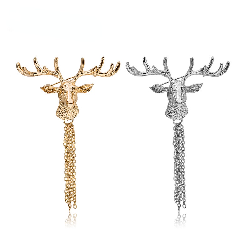 Trâm Cài Áo Hình Đầu Hươu Hoạt Hình Phối Tua Rua Đơn Giản