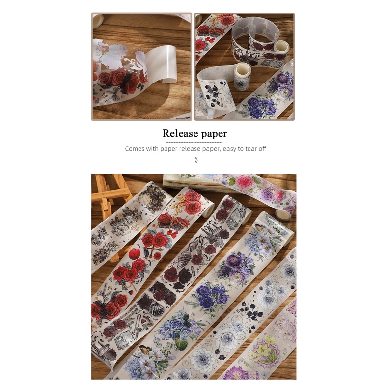 Cuộn 300cm / Cuộn Băng Keo Họa Tiết Hoa Phong Cách Vintage Trang Trí DIY