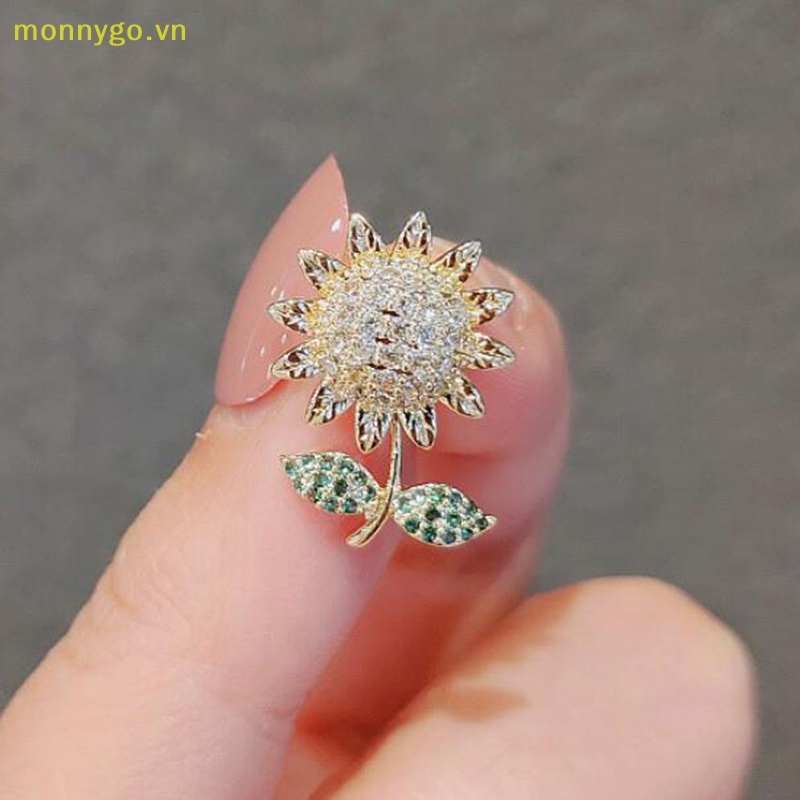 Monnygo trendy shiny rhinestone sunflower brooches anti-light buckle brooch vải cố định ghim nhỏ trang trí đường viền cổ áo phụ kiện mùa hè vn