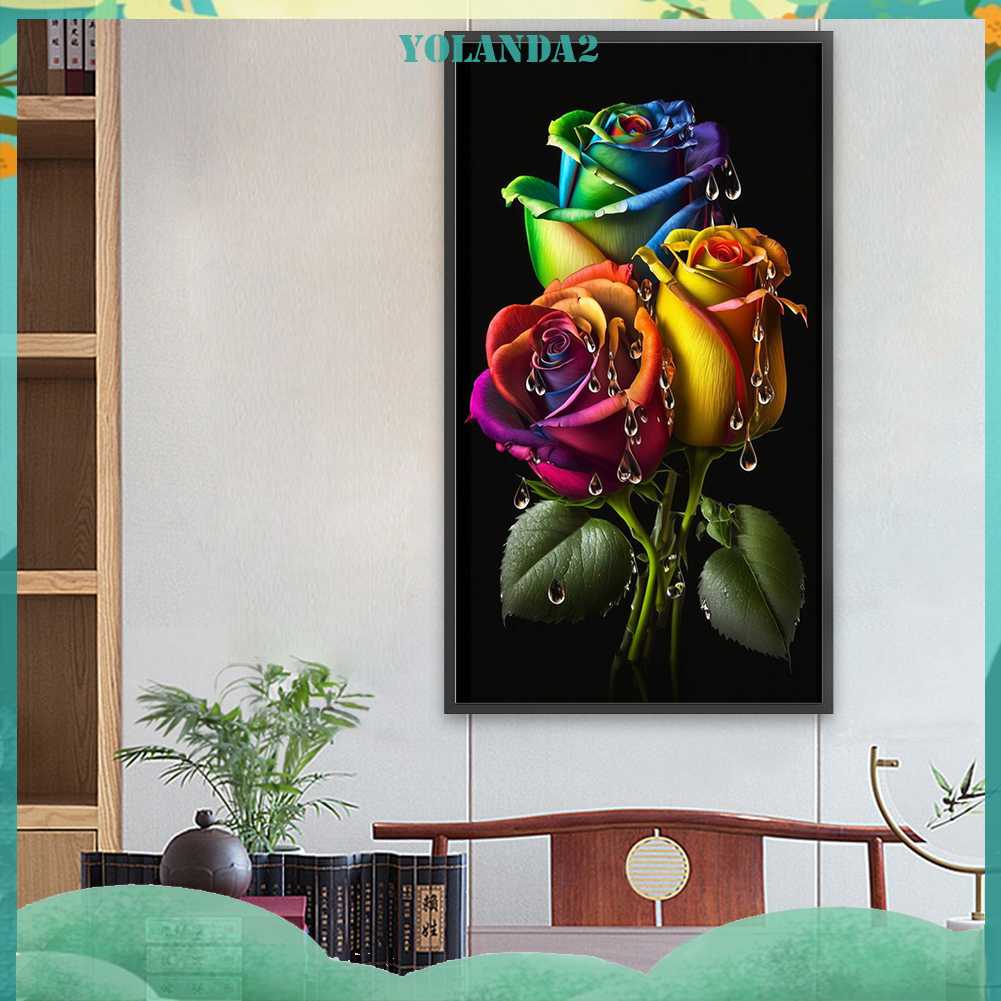 Tranh Đính Đá Kim Cương Toàn Bộ 5D DIY Hình Vẽ Hoa Hồng