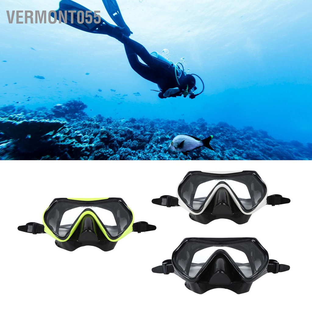 Vermont055 Kính lặn dành cho người lớn Thiết bị bơi ngoài trời với ống thở bằng silicon không có sương mù