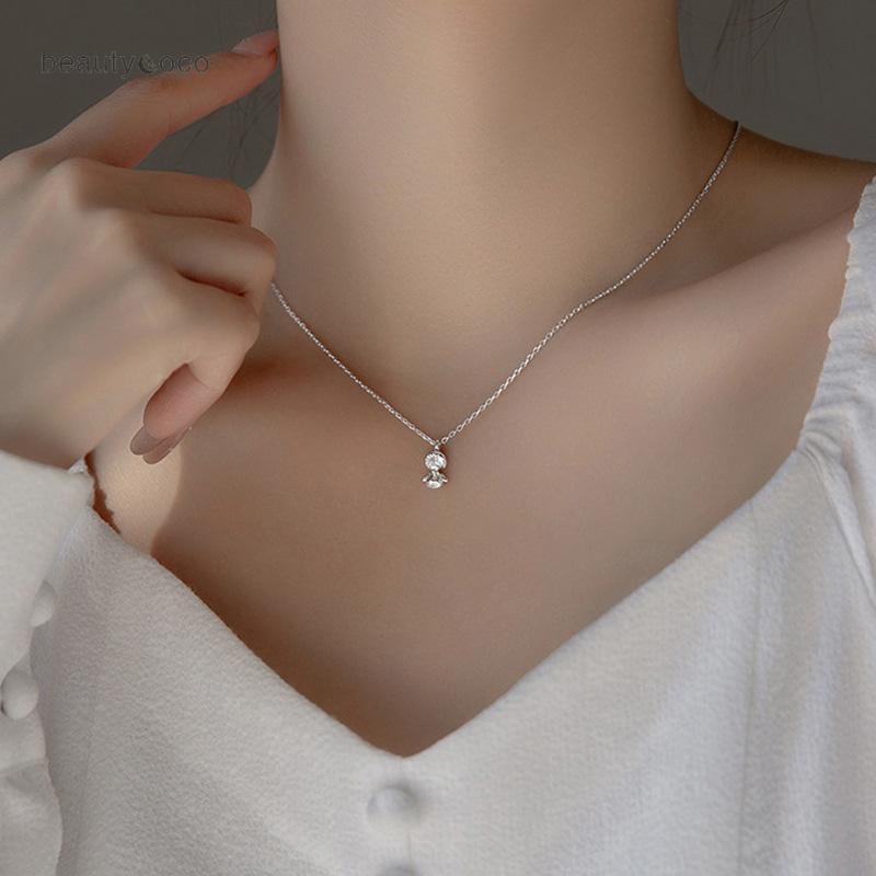 beautycoco🍊Vòng cổ búp bê thời tiết kim cương tròn Tính khí tối giản Chuỗi cổ áo sang trọng nhẹ