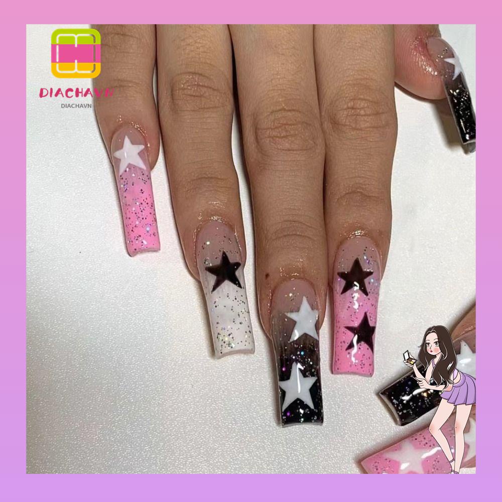 Bộ 24 Móng Tay Giả Che Phủ Toàn Diện Dùng Làm Múa Ba Lê DIY