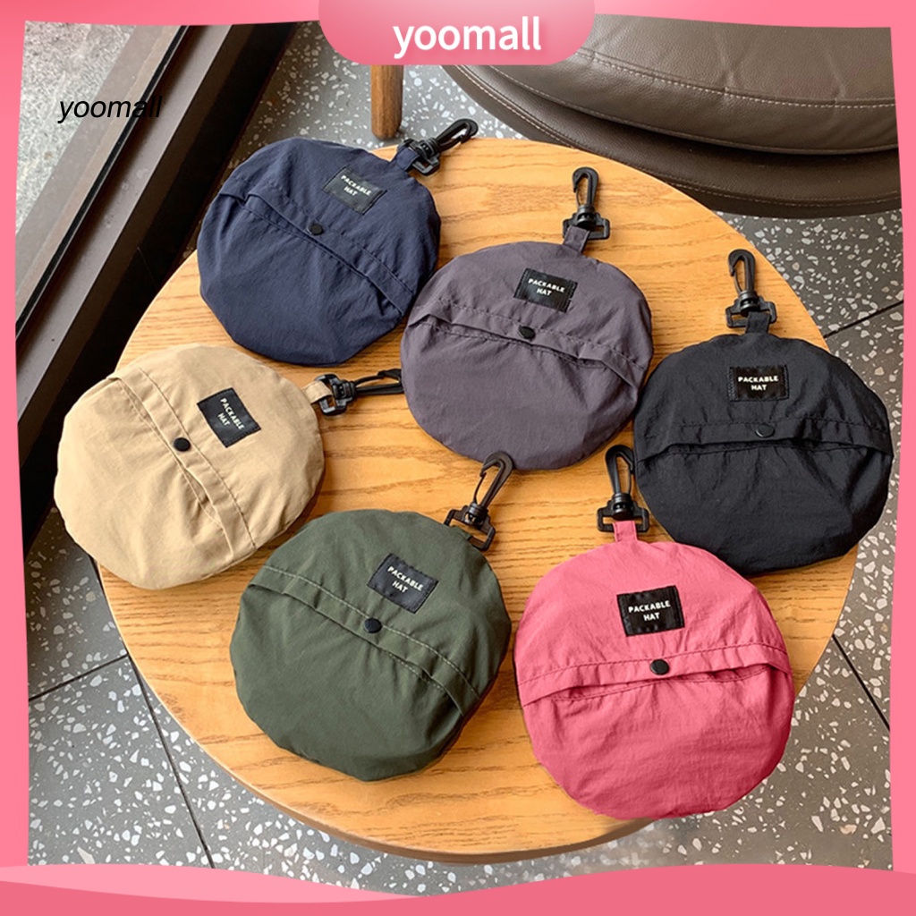 Nón Vành Tròn Màu Trơn Chống Gió Chống Nước Thoáng Khí Có Dây Cố Định Cho Nam Và Nữ