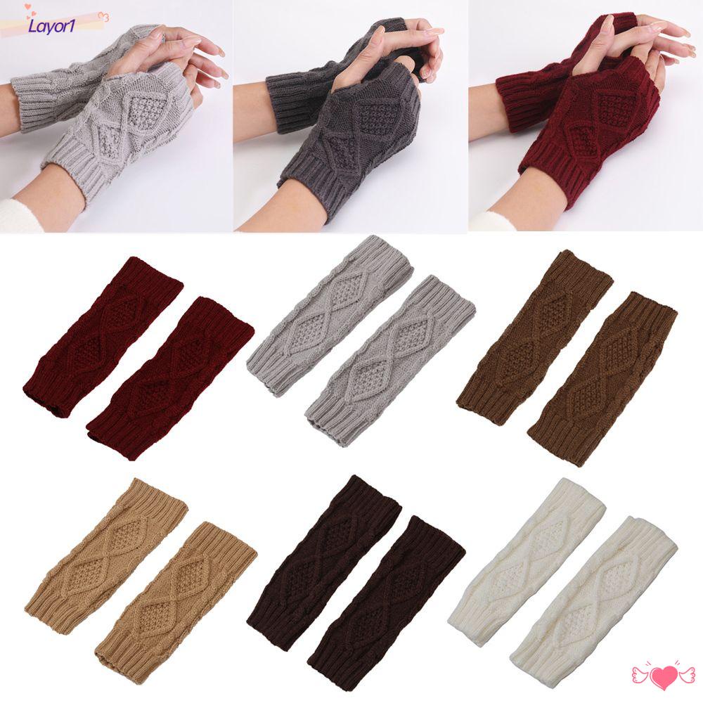 Găng Tay Dệt Hở Ngón LAYOR1 Giữ Ấm Cho Nữ