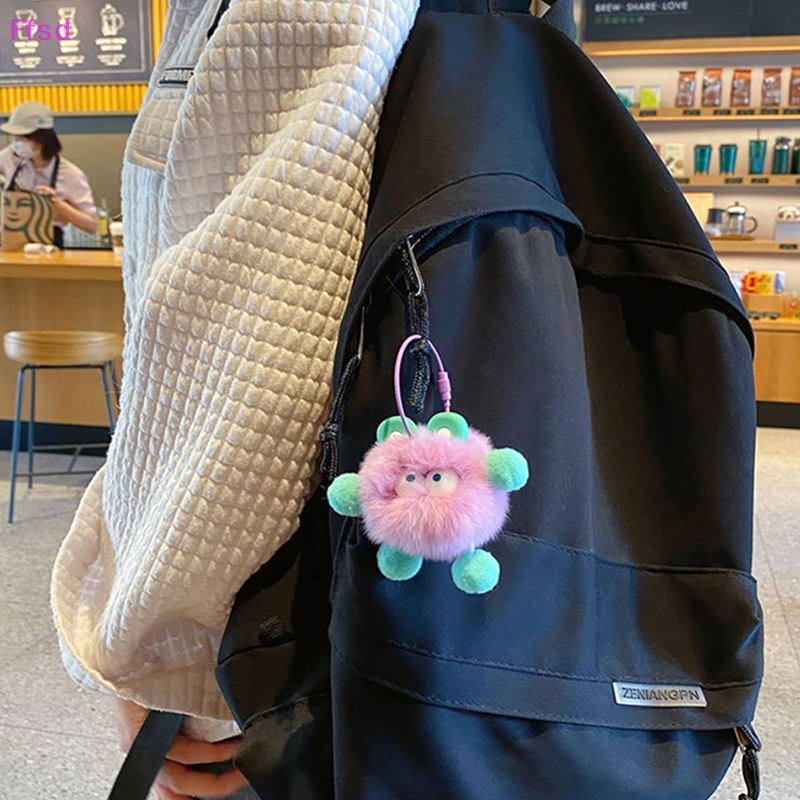 {Ffsd} Móc Chìa Khóa Xe Hơi Bằng Lông Thỏ Rex Tự Nhiên Có Dây Đeo Quà Tặng Cho Bạn Gái / Túi Xách Nhỏ Briquettes Dễ Thương *