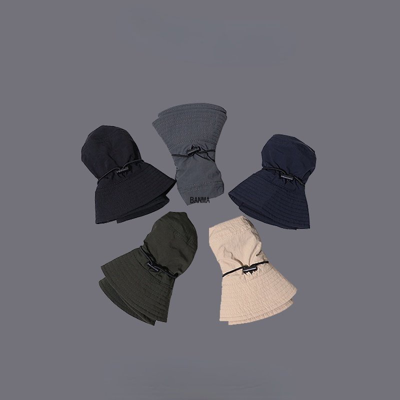 Nón Tai Bèo Vành Phẳng Có Dây Rút Phong Cách Đường Phố Hàn Quốc Cho Nam Nữ