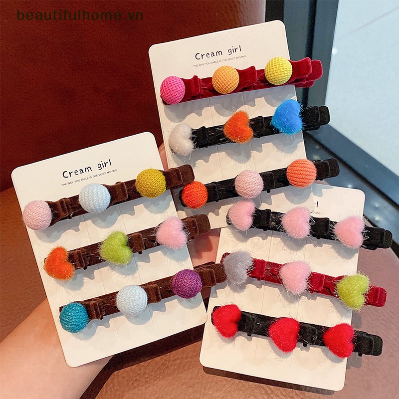 Kẹp Tóc Mái Hông Hình Trái Tim Màu Sắc Kẹo Ngọt Dành Cho Nữ