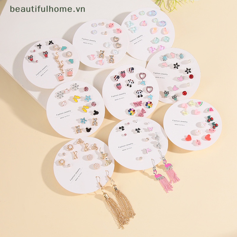 [beautifulhome] Set Bông Tai Nhiều Cặp Hình Học Bướm Dễ Thương Thời Trang Hàn Quốc [Đẹp]