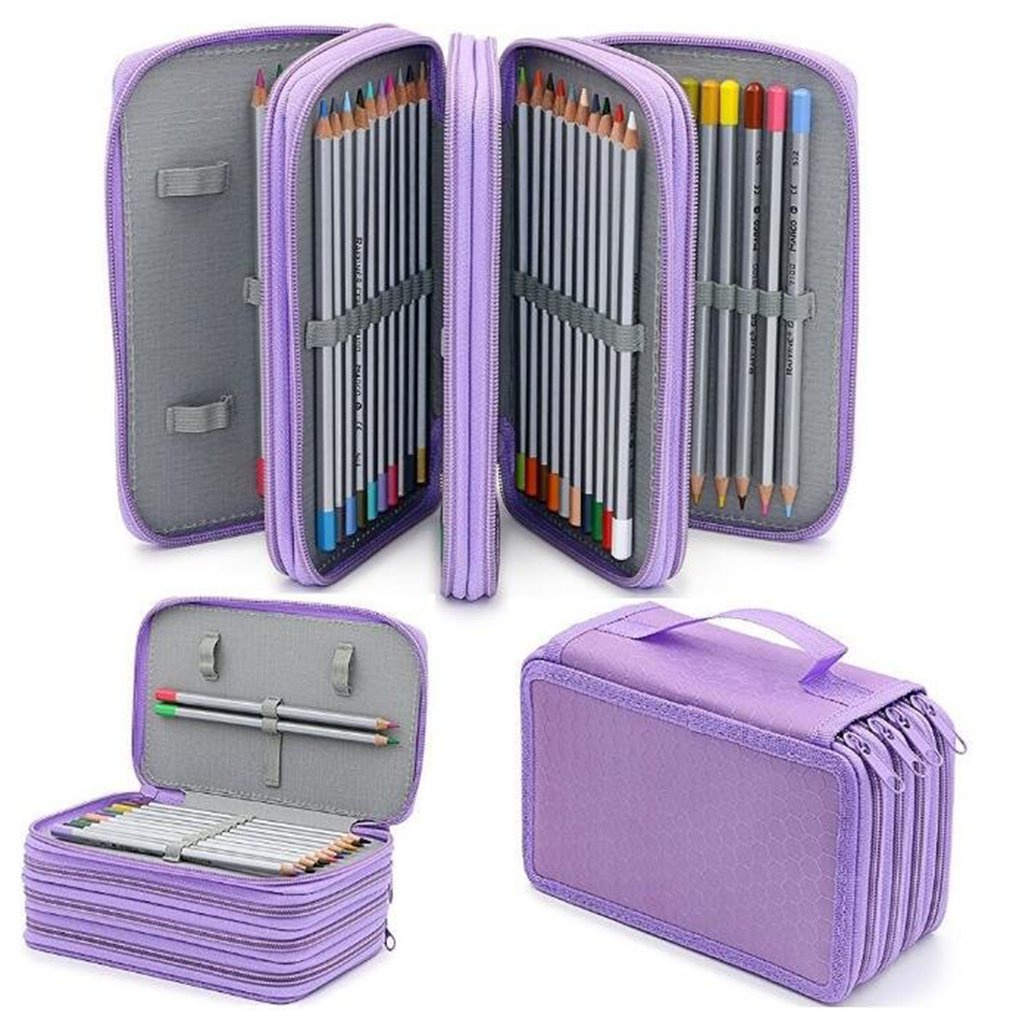 =Christmas=Pencil Bag 72 Holes 4 Layers Handy Oxford Cloth Large Capacity Storage Case