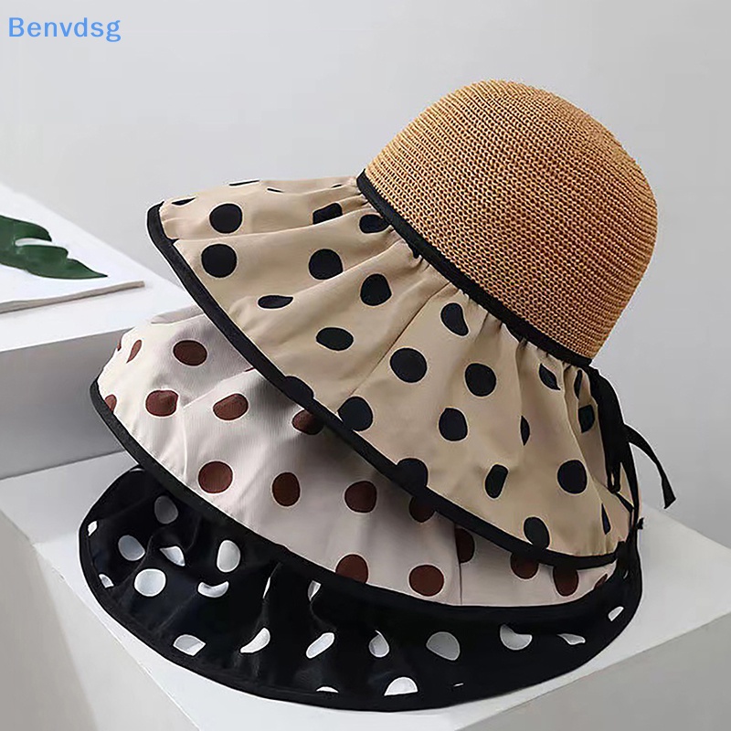 Mũ Tai Bèo Rộng Vành Chống Nắng Tia UV Màu Đen Gấp Gọn Được Thời Trang Mùa Hè Cho Nữ