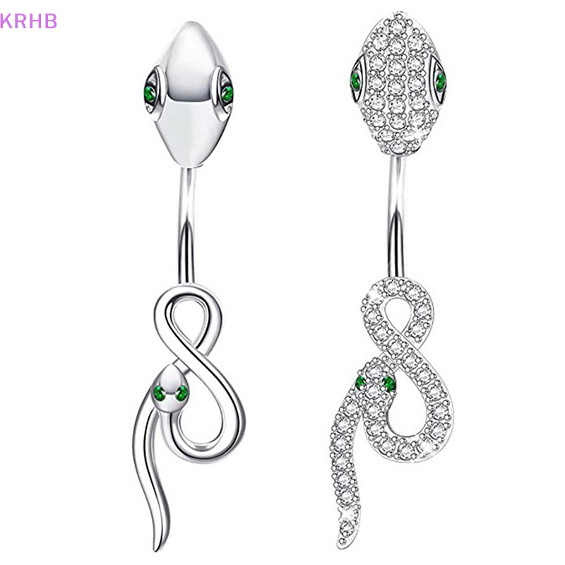 Khuyên Rốn Hình Rắn Bằng Thép Không Gỉ Đính Đá Zircon Thời Trang Dành Cho Nữ Mới