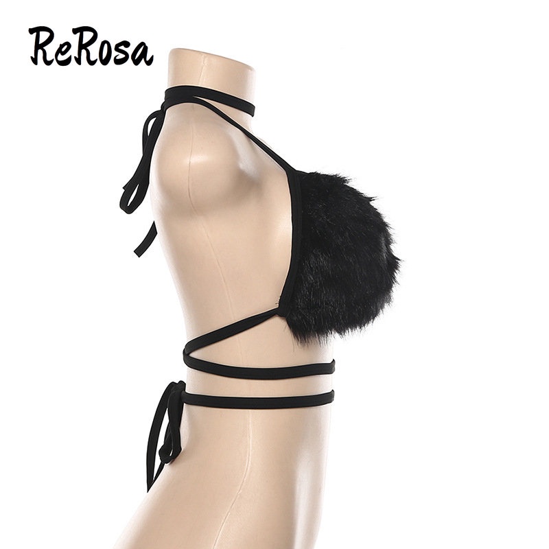 Rerosa Áo Hai Dây Vải Nhung Màu Trơn Cho Nữ