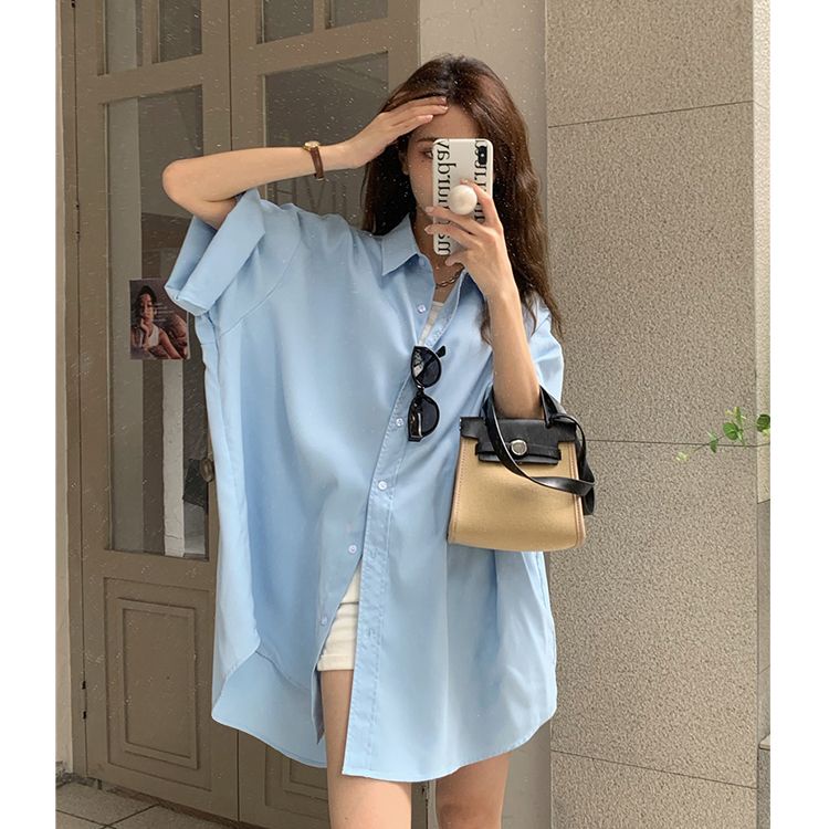 Áo Sơ Mi Chống Nắng Tay Ngắn Dáng Rộng Thiết Kế Mới Năng Động Thời Trang Dành Cho Nữ