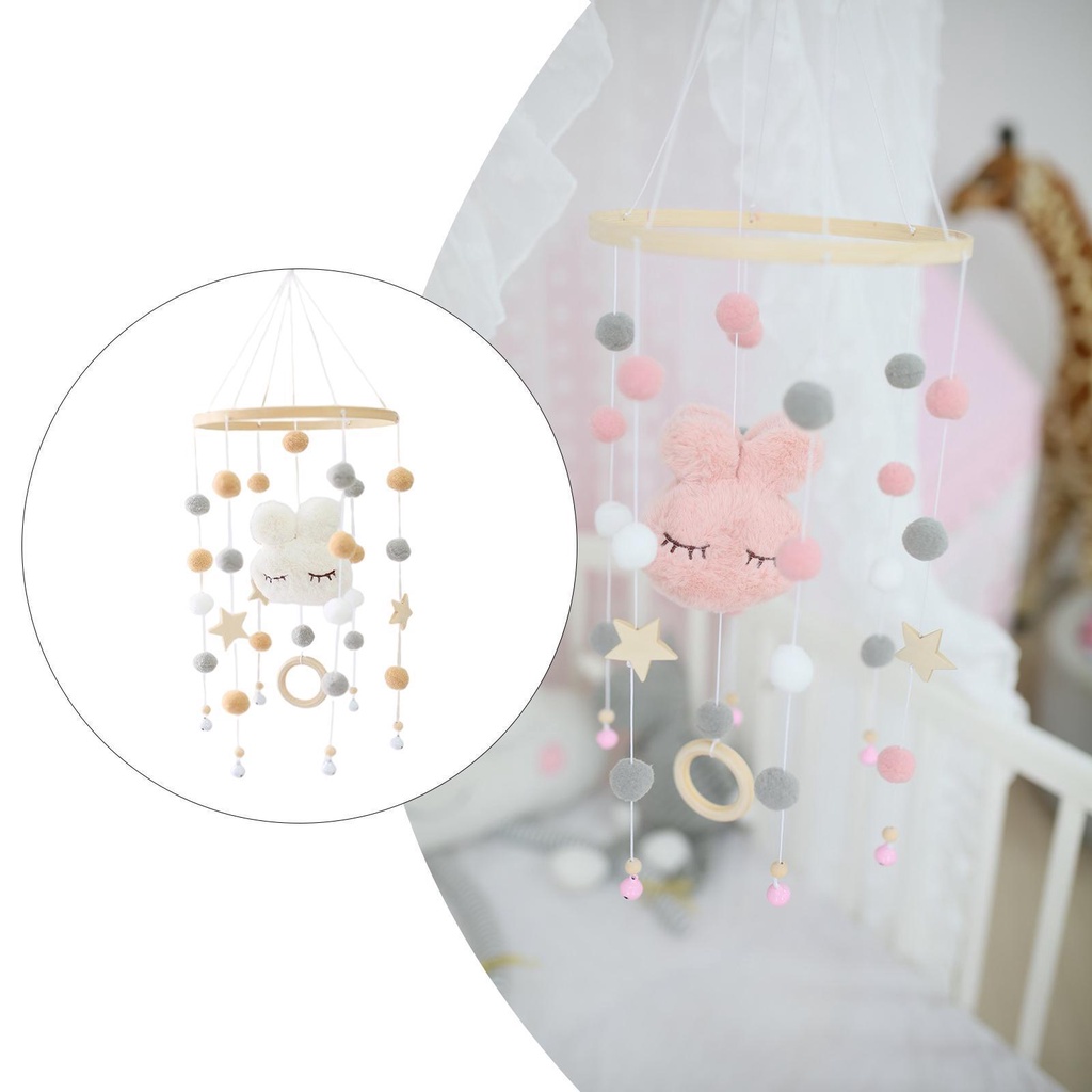 (runbu) Lục Lạc Di Động Hình Thỏ Màu Trắng Cho Nôi Em Bé