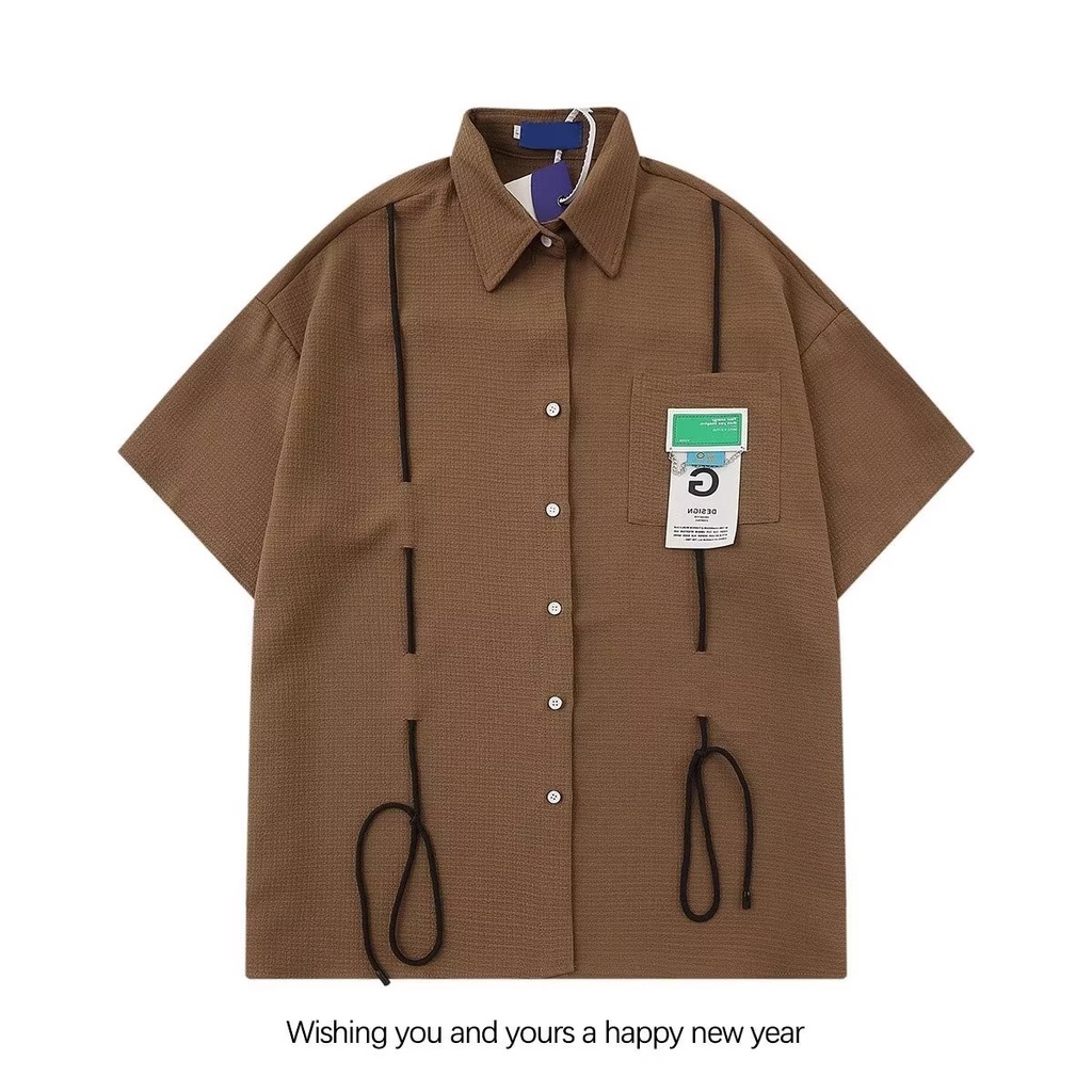 Áo Sơ Mi Tay Ngắn Dáng Rộng Phong Cách Đường Phố Mỹ Thời Trang Mùa Hè Cho Nam Và Nữ