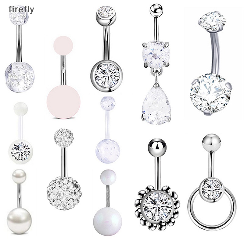 Set 12 Khuyên Rốn Đính Đá Pha Lê Thời Trang Cho Nữ