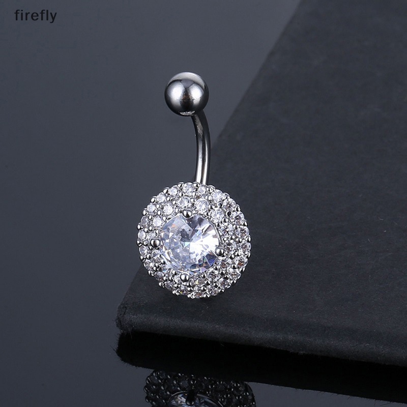 Khuyên Rốn Thép Không Gỉ Hình Hoa Đính Đá Zircon Quyến Rũ