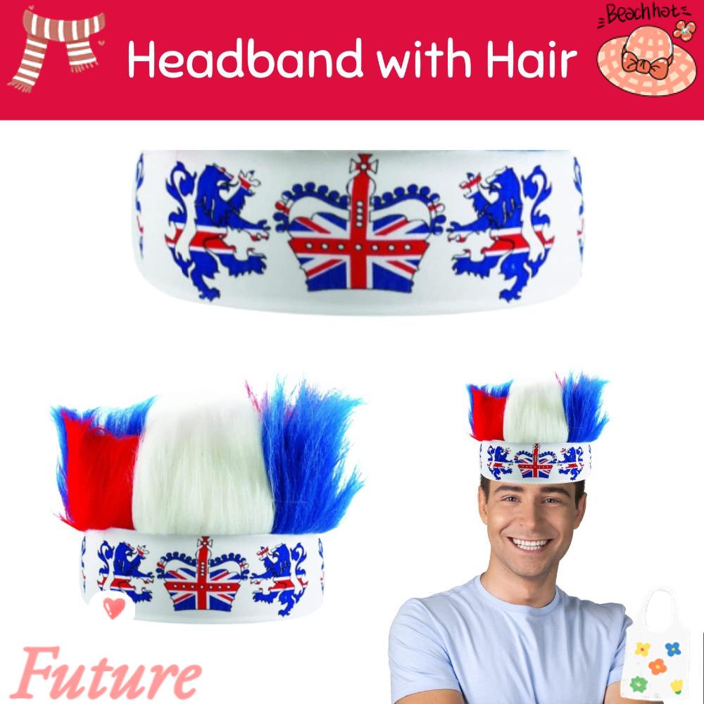 Tóc Giả King Charles Màu Trắng Đỏ Xanh Dương