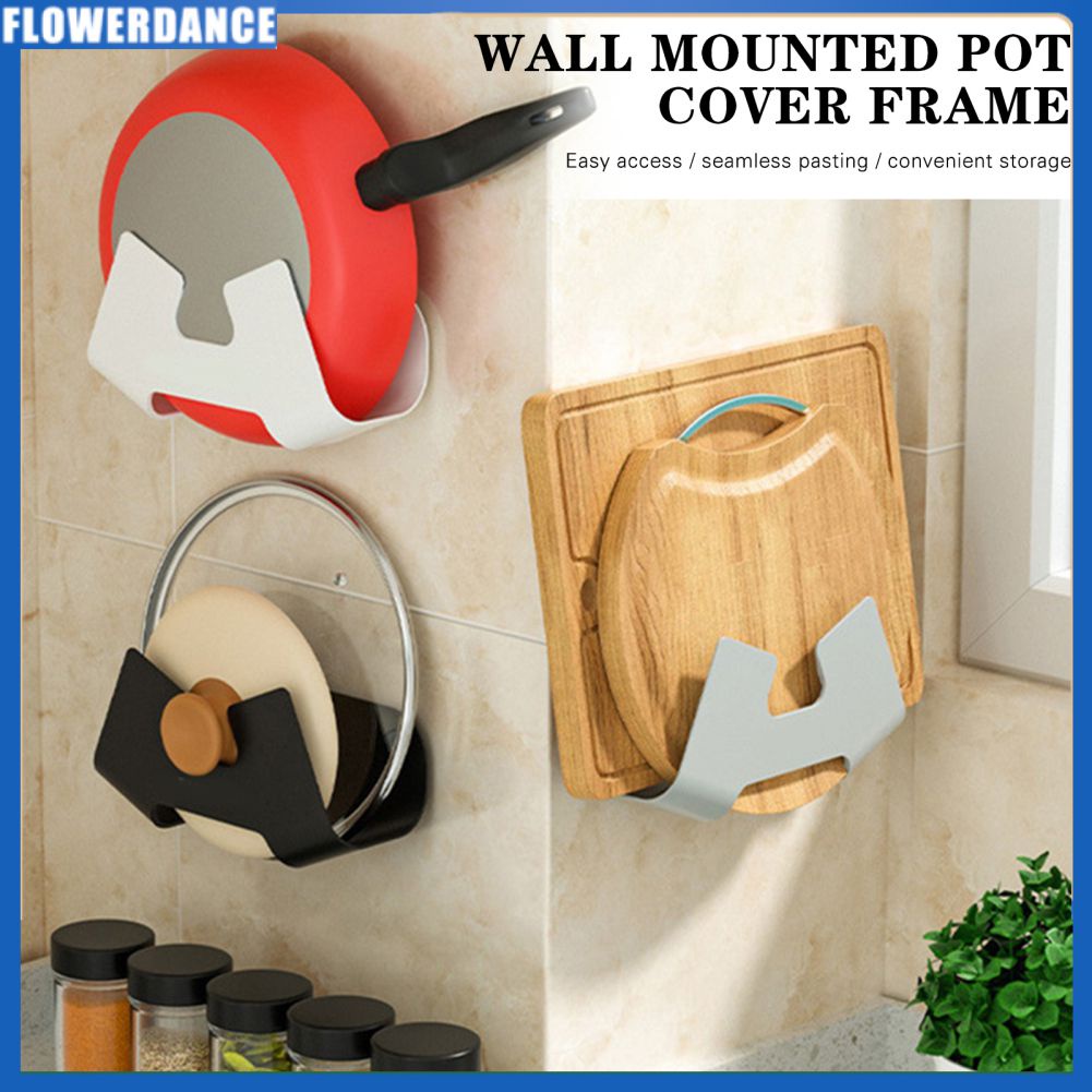 Đa Năng Nắp Gác Treo Tường Nồi Chảo Bao Đứng Thớt Giá Đỡ Nhà Bếp Tổ Chức Dụng Cụ Phụ Kiện Hoa