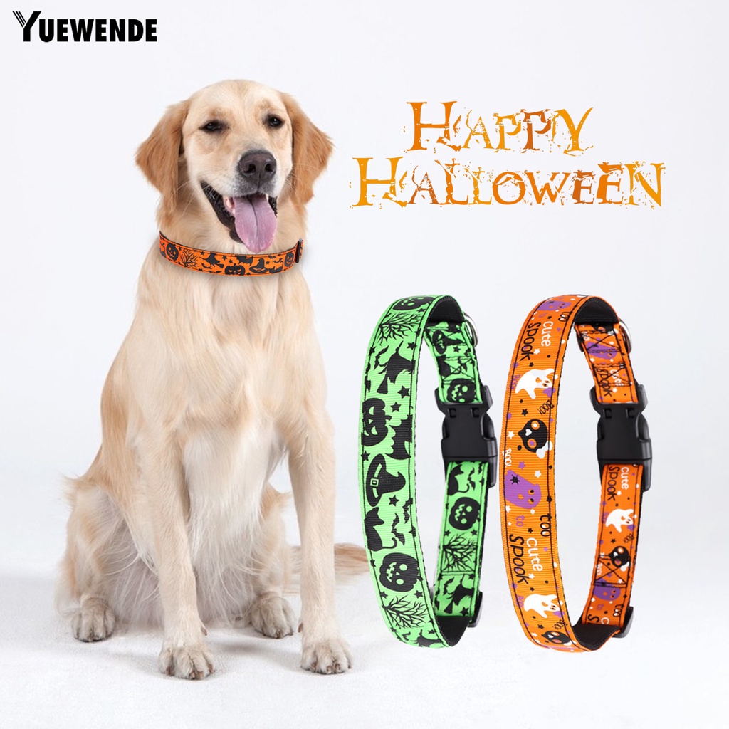 Yq.e Vòng Cổ Nylon Chống Mài Mòn In Họa Tiết Halloween Có Thể Điều Chỉnh Cho Thú Cưng
