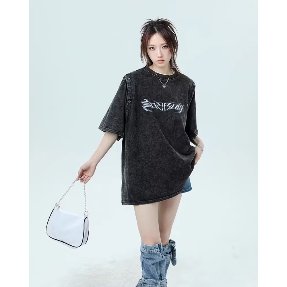 Áo Thun Cotton Tay Ngắn Dáng Rộng Phong Cách Đường Phố Mỹ Thời Trang Mùa Hè Cho Nam Và Nữ