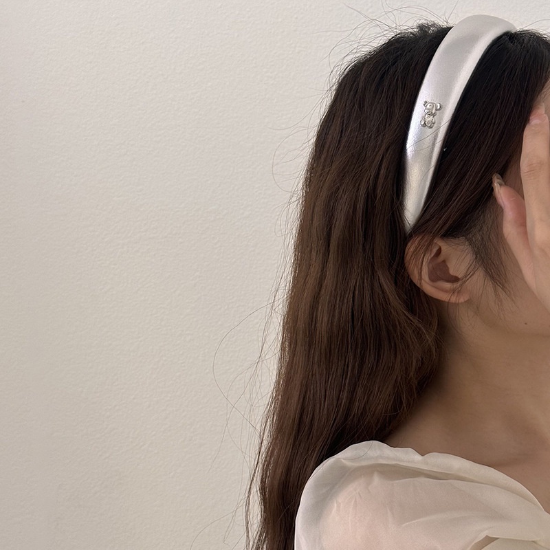 Băng Đô Cài Tóc Bản Rộng Bằng Da Họa Tiết Ngôi Sao / Đầu Lâu Màu Bạc Phong Cách Thời Trang Mới 2023