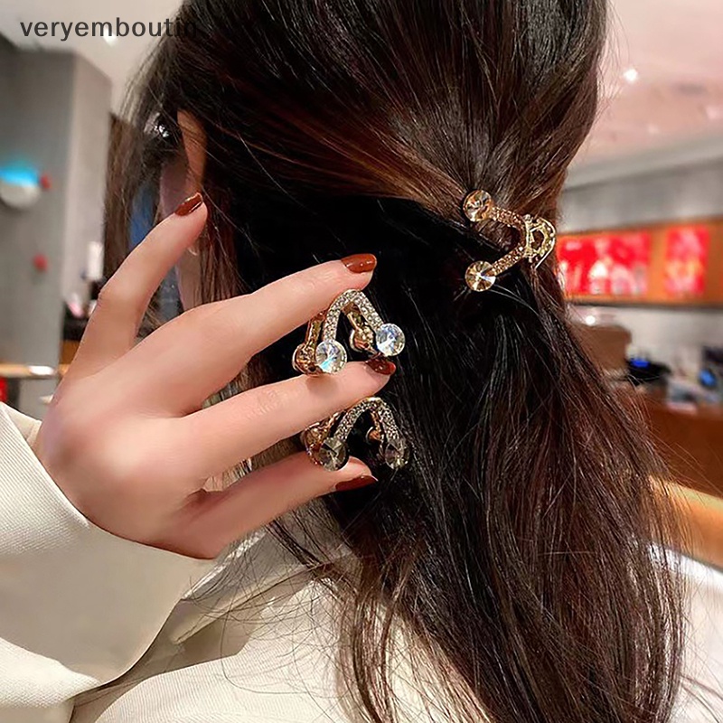 Kẹp Tóc Kim Loại Hình Chữ V Đính Ngọc Trai Giả Xinh Xắn