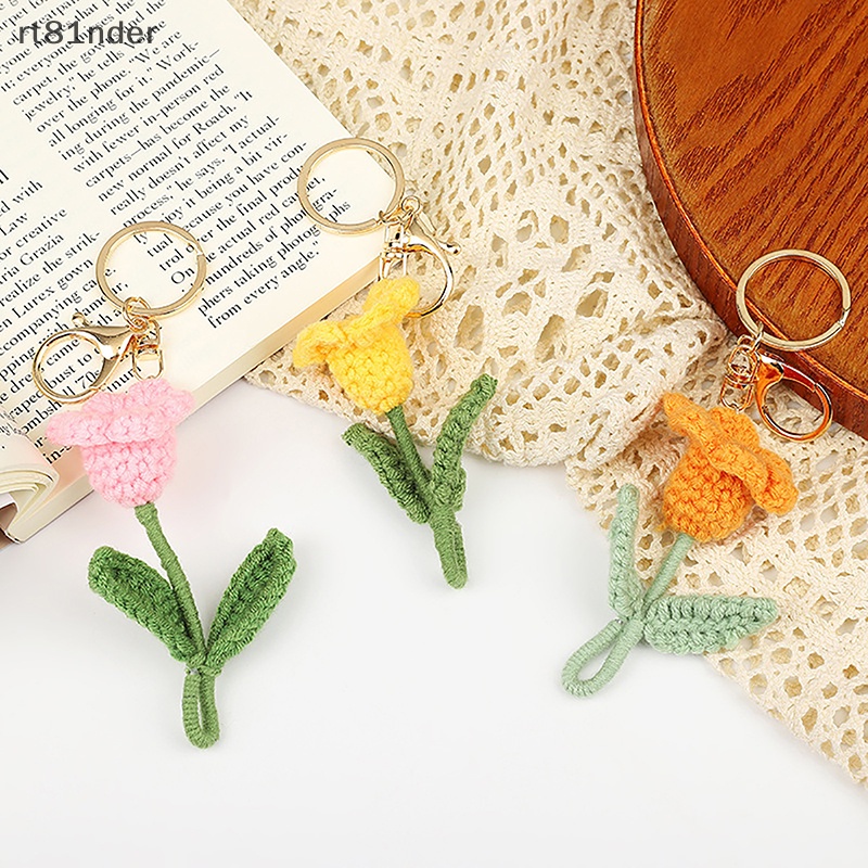 Rt Móc Khóa Đan Len Hình Hoa Tulip Độc Đáo Thời Trang Cho Nữ