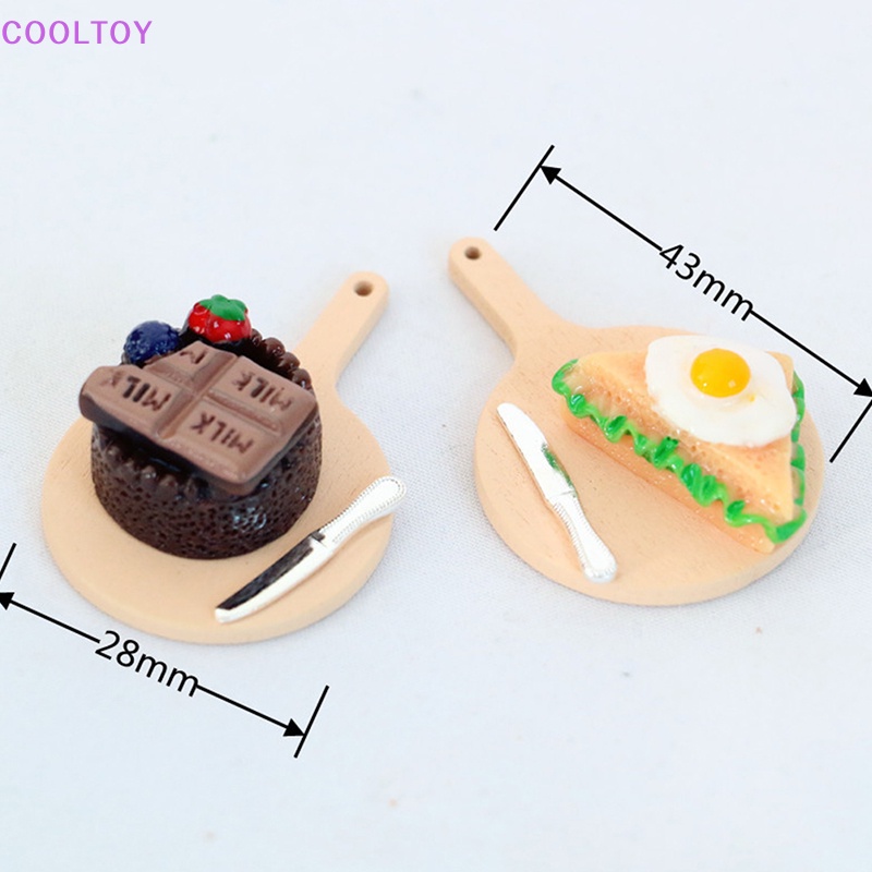 Set 2 Mô Hình Bảng Gỗ Đồ Ăn Sáng Tỷ Lệ 1 / 12 Trang Trí Nhà Búp Bê