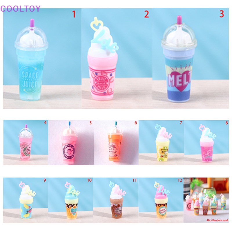 Set 1 / 4 Ly Nước Ép Mini Tỉ Lệ 1: 12 Trang Trí Nhà Búp Bê