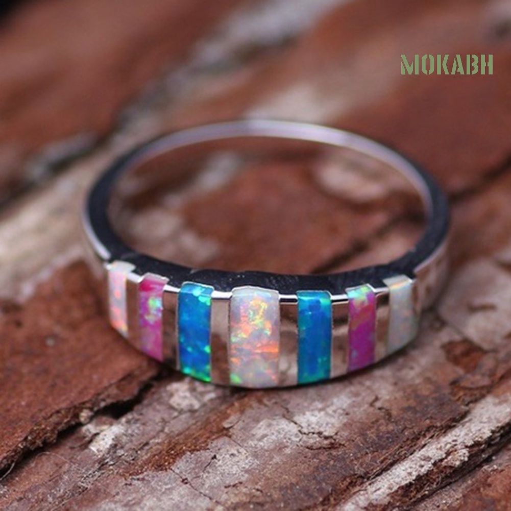 Nhẫn Đính Đá Opal Nhân Tạo Nhiều Màu Thời Trang Cho Nữ