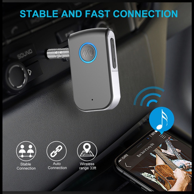 Thiết Bị Nhận Tín Hiệu Bluetooth 5.0 Không Dây Aux 3.5mm Cho Xe Hơi