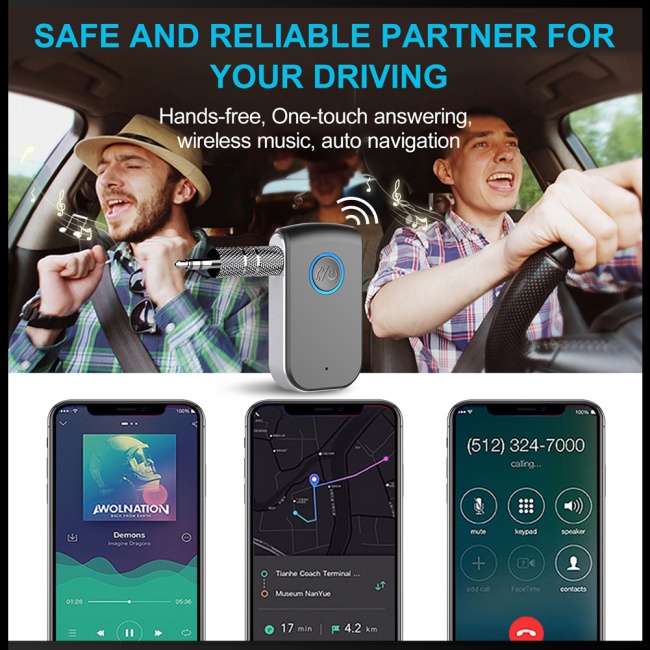 Thiết Bị Nhận Tín Hiệu Bluetooth 5.0 Không Dây Aux 3.5mm Cho Xe Hơi