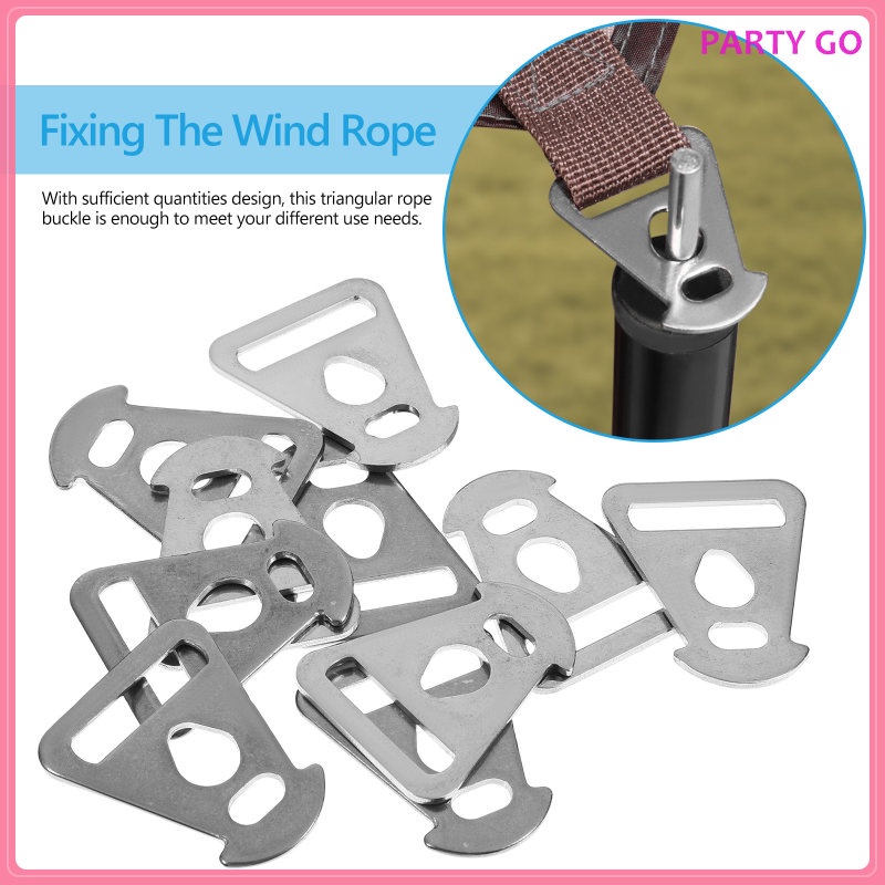 Set 10 Móc Khóa Tam Giác Bằng Thép Không Gỉ Dùng Để Cố Định Lều Trại