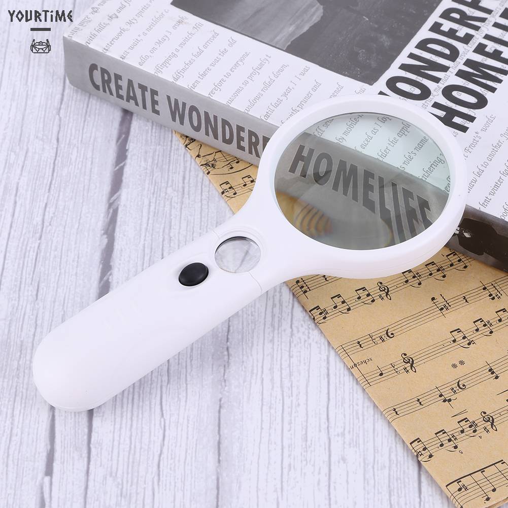 Kính Lúp Cầm Tay 3X 45X Có Đèn Dùng Đọc Sách Tiện Dụng