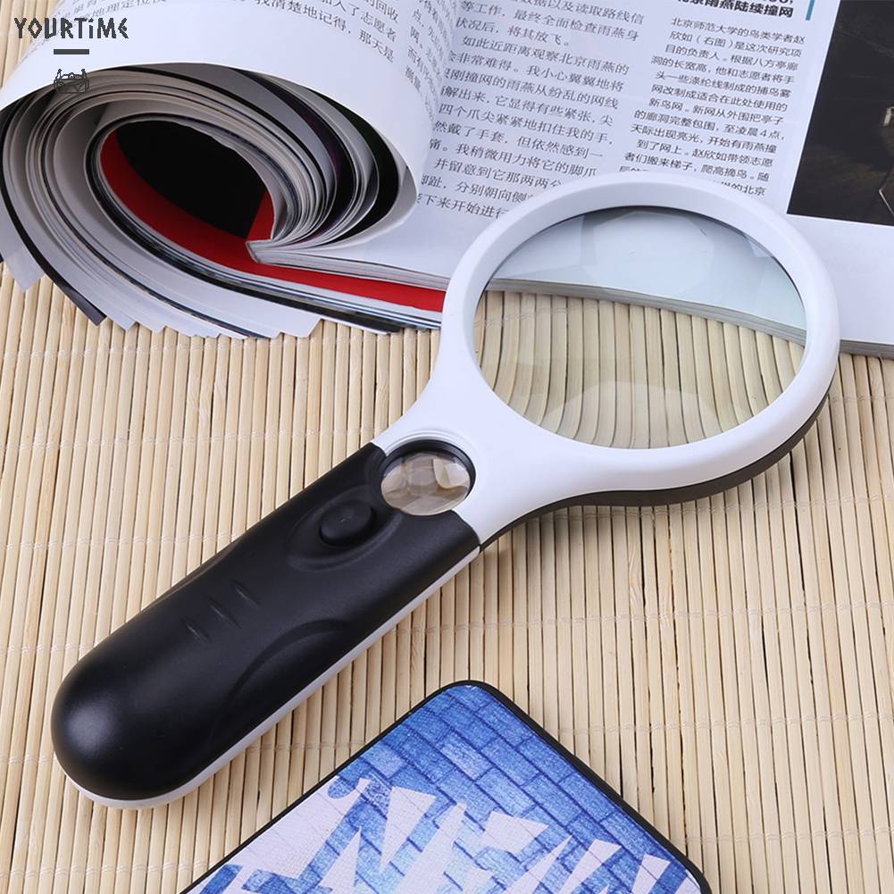 Kính Lúp Cầm Tay Phóng Đại 45X Có Đèn Dùng Đọc Sách Tiện Dụng