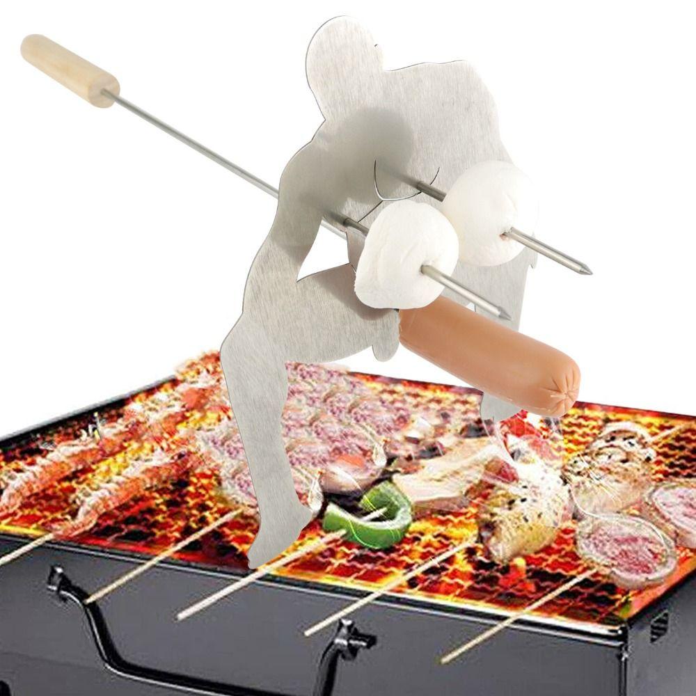 MIQUEL Nĩa Nướng Bbq Bằng Thép Không Gỉ Màu Đen / Bạc Sáng Tạo