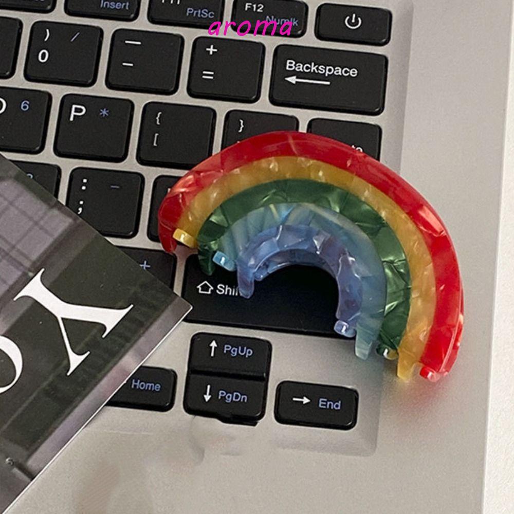 Kẹp Tóc Hình Cá Mập Màu Cầu Vồng Phong Cách Hàn Quốc Cho Nữ